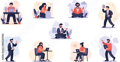 Diverse individuals engaged in various work and leisure activities (2)