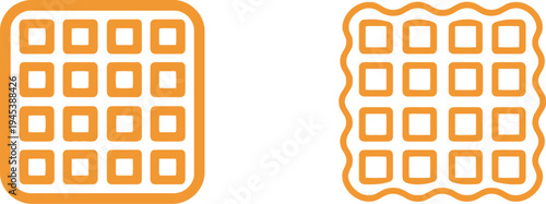 Waffle Grid Pattern Vector Illustration with Straight and Wavy Border Square Hole Designs for Food and Decorative Concepts