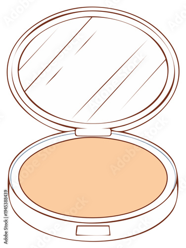 Open Cosmetic Powder Compact with Mirror Beauty Accessory for Makeup