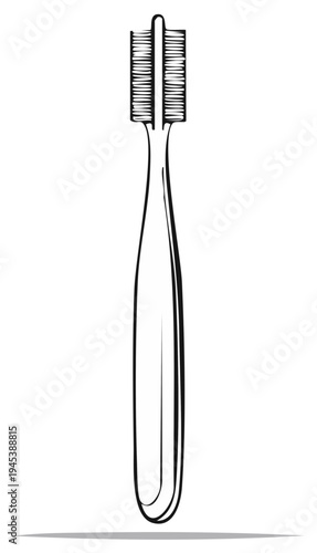 Interdental Brush Sketch for Dental Hygiene Oral Care Illustration in Black and White