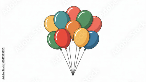 Colorful balloons tied together floating in air symbolizing celebration and joy festive atmosphere party decoration vibrant colors
