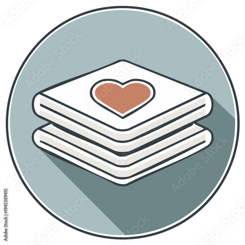 Stacked Books with Heart Symbol Icon Illustration