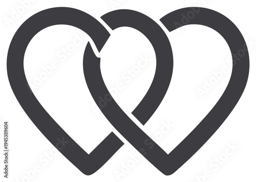 Two Intertwined Hearts Symbolizing Love and Connection Marriage Commitment Graphic