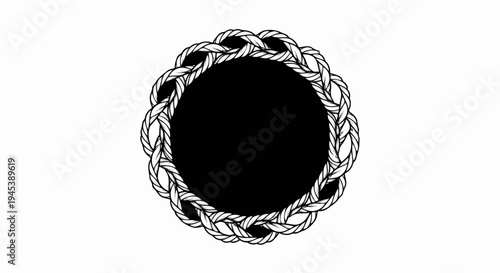 Circular frame of braided rope surrounding a black void