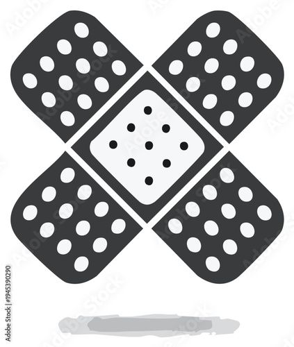 Medical bandage crossed in a white background adhesive plaster for wounds and injuries