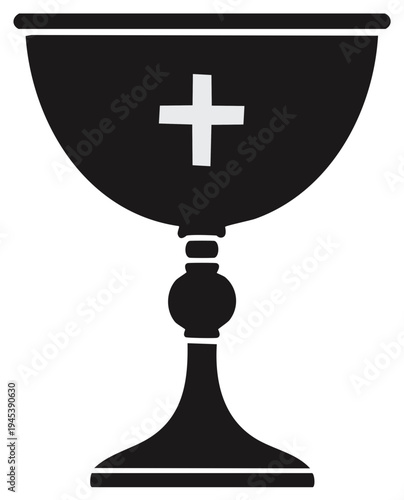 Chalice with Christian cross symbol for religious ritual and holy communion