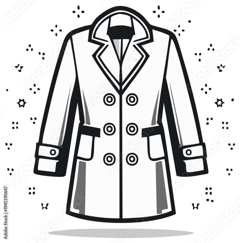 Stylish Double Breasted Trench Coat Illustration with Festive Accents