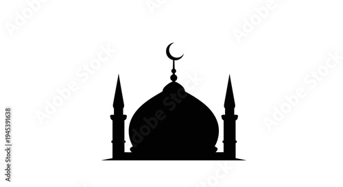 Mosque Silhouette with Crescent Moon Symbol 8.