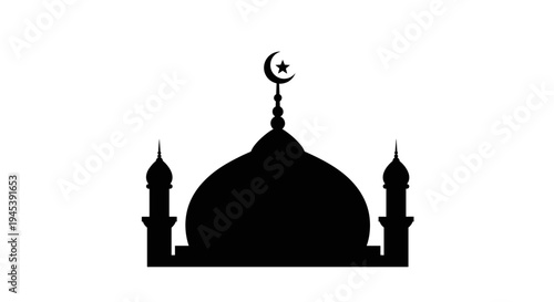Mosque Silhouette with Crescent Moon Symbol 11.