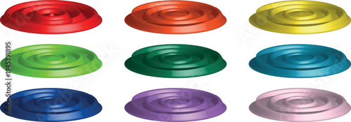 Colorful Gambling Poker Chips Stack – Red Blue Green Yellow  Tokens Isolated on White Background, Bet and Gamble Game Concept Vector Illustration