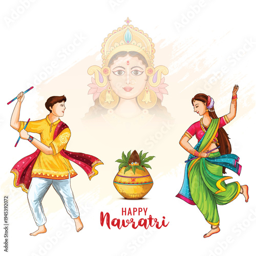 Religious durga puja and happy navratri festival background