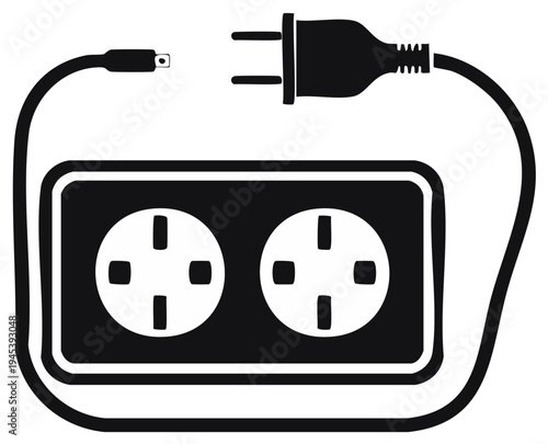 Electrical wall socket with detached power plug and separate micro USB charging cable icon