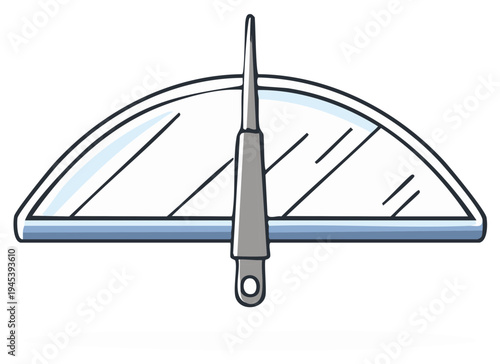 Sleek graphic design of a car's front window and a solitary windshield wiper preparing for rain