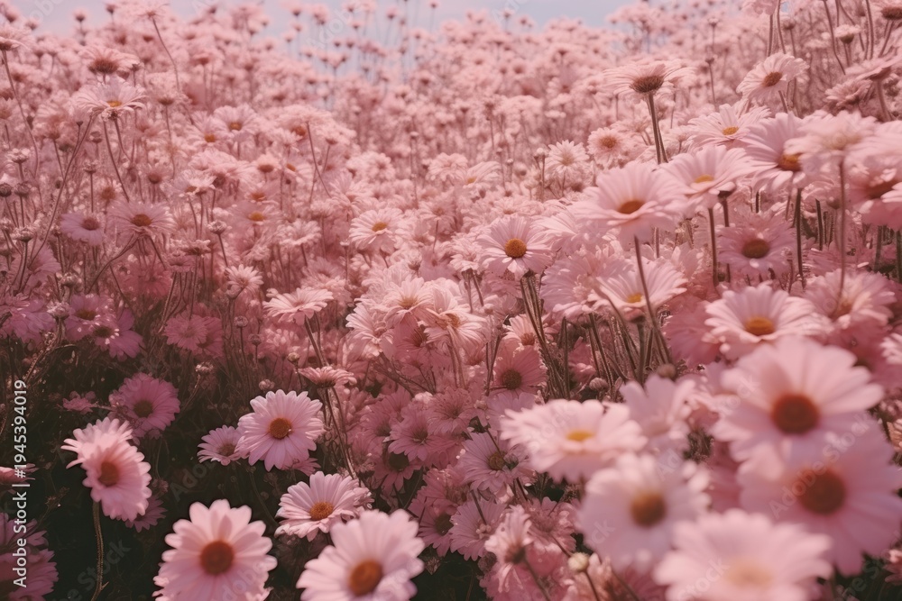 Fototapeta premium Daisy PINK field background backgrounds outdoors blossom.