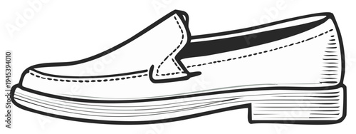 Elegant White Leather Loafer Shoe Illustration Style Icon