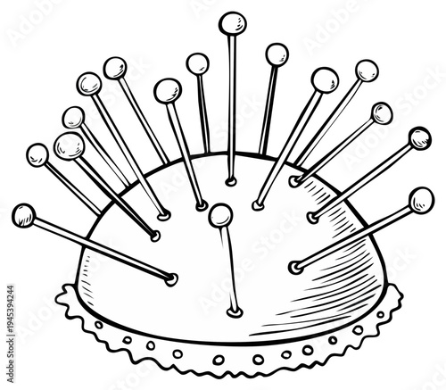 Sewing Pincushion Filled with Many Metal Pins Ready for Crafting and Tailoring Projects