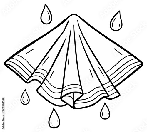 Wet cloth with raindrops vector illustration