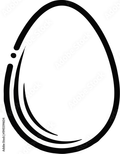 Stylized black outline of an egg on a white background