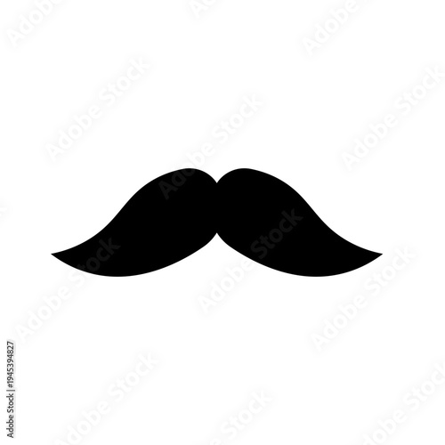 Simple Classic Black Mustache Icon Isolated on White.