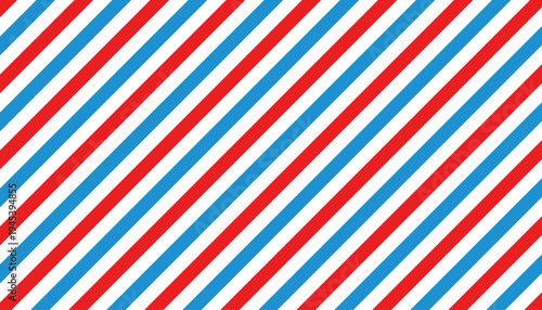 Seamless Barbershop Stripe Pattern with Diagonal Red and Blue Lines.