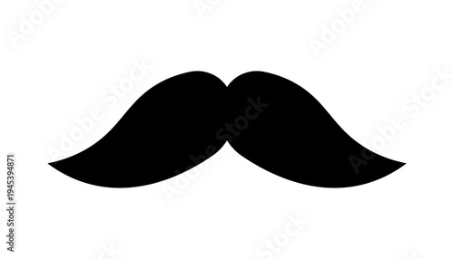 Bushy Style Black Mustache Silhouette on White.