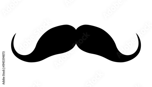 Retro Black Mustache Shape Isolated on Clean White Background.