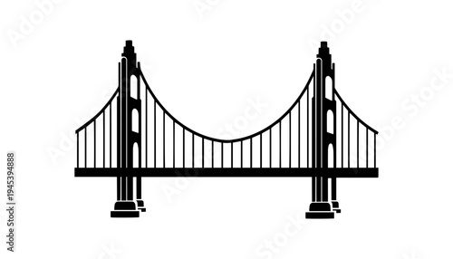 Golden Gate Bridge silhouette icon vector illustration, famous San Francisco suspension bridge landmark