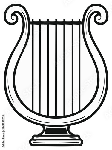Classic Lyre Harp Musical Instrument Outline Illustration Symbol
