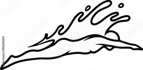 Stylized line art of a swimmer cutting through water with splashes