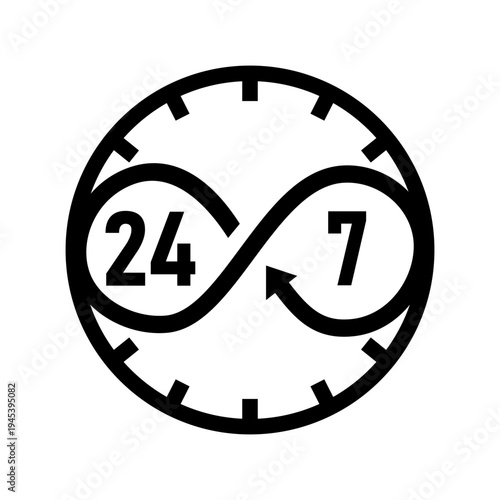 24/7 Service Hours Infinity Symbol Icon