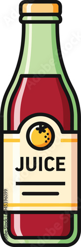 Illustration of a Glass Bottle Filled with Red Juice.