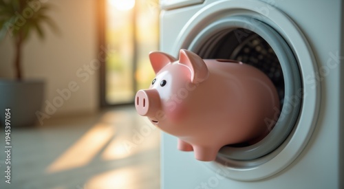 Piggy bank in the washing machine door