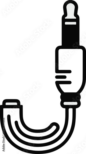 Stylized illustration of a headphone jack cable forming a loop