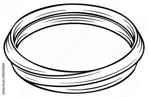 Simple black outline of a circular ring or hula hoop with stylized lines suggesting motion