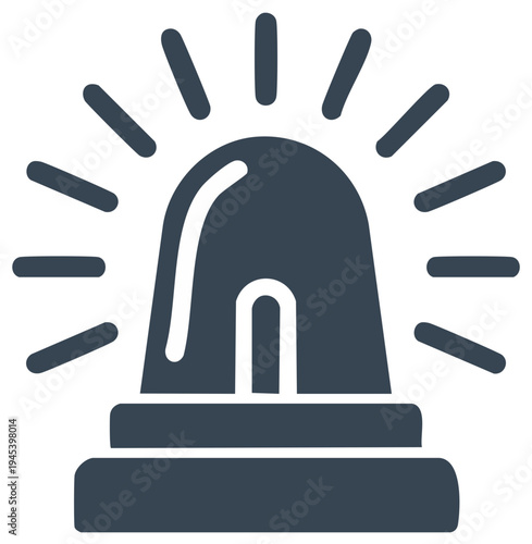 Navy Blue Flasher Emergency Light Icon Symbol Shining Beams Police Siren Attention Beacon Vector Illustration