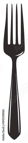 Stylized Fork Silhouette, Single Serving Utensil, Kitchenware Illustration, Dining Element, Restaurant Graphic