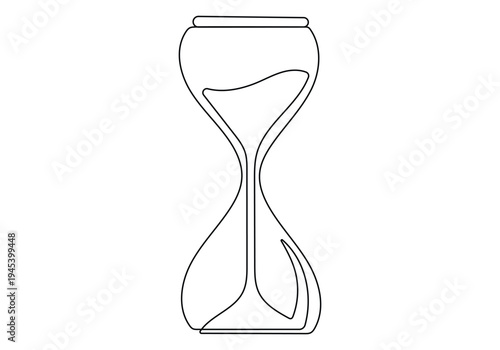 Continuous single line art drawing of hourglass with flow sand Retro timer as time passing concept illustration 
