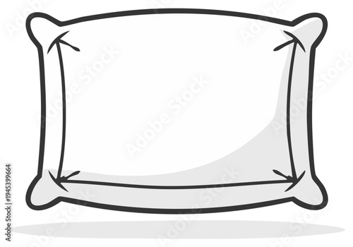 Simple cartoon illustration of a fluffy white pillow ready for sleep or rest