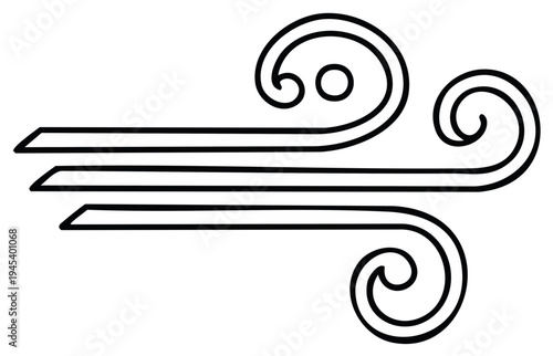 Wind symbol graphic illustration, simple drawing, weather concept.