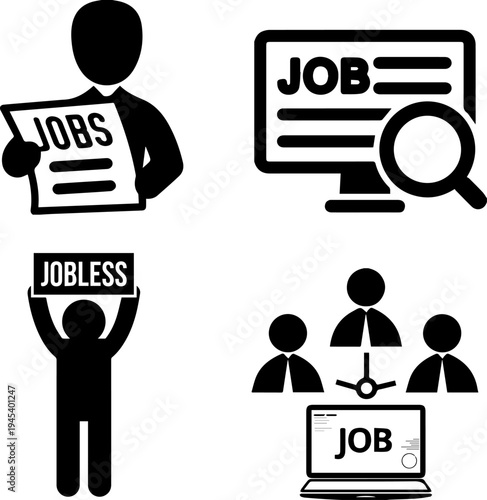 Employment and Job Search Concept Icons Set
