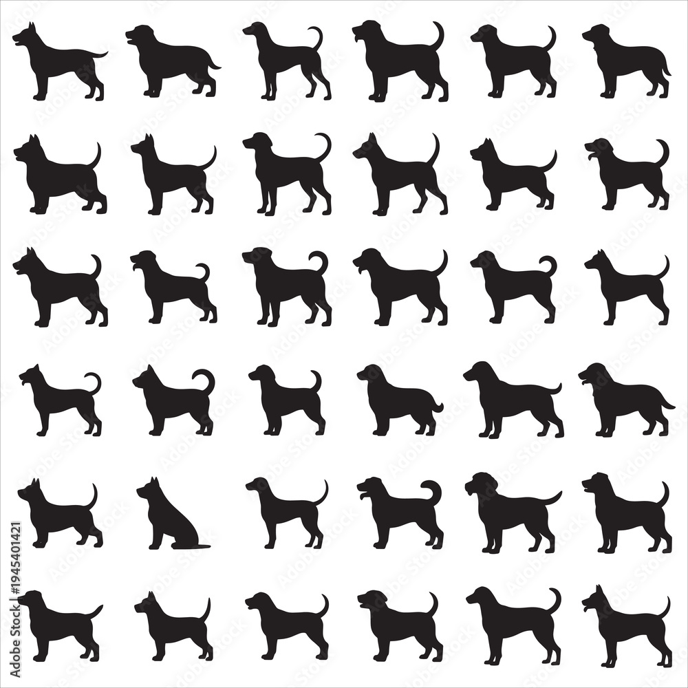 Fototapeta premium Cute Dog Silhouette Clipart
