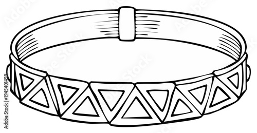 Bracelet illustration in black and white with triangular design, jewellery concept