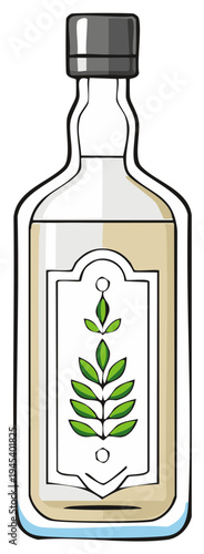 Stylized Liquor Bottle with Floral Design, Alcohol Container for Celebrations