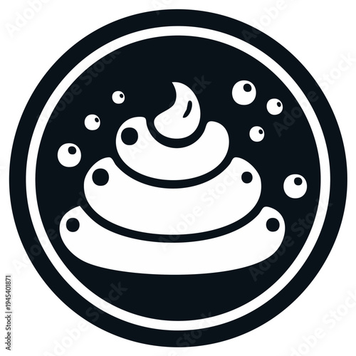 Stylized Poop Icon with Bubbles Inside a Circle