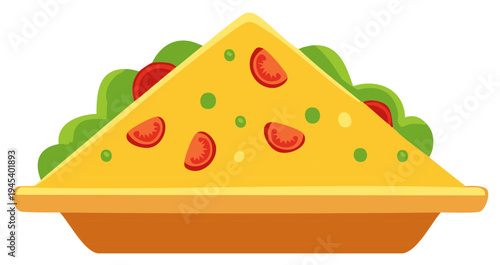 Triangular sandwich with lettuce tomato and cheese on a plate