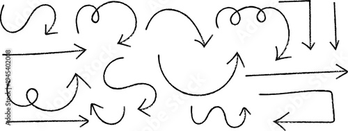 Hand drawn arrows and lines in a complex pattern