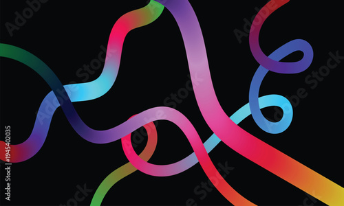 Vibrant colorful neon light trails on a black background