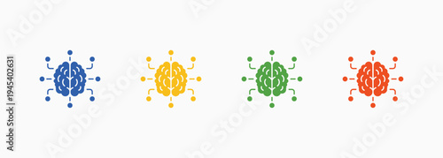 Neurons Icon Set Color Multiple Style Collection Element For Design