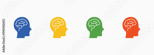 Brain Icon Set Color Multiple Style Collection Element For Design