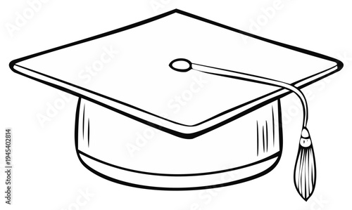 Outline of a graduation cap with a tassel symbolizing academic achievement and commencement ceremonies
